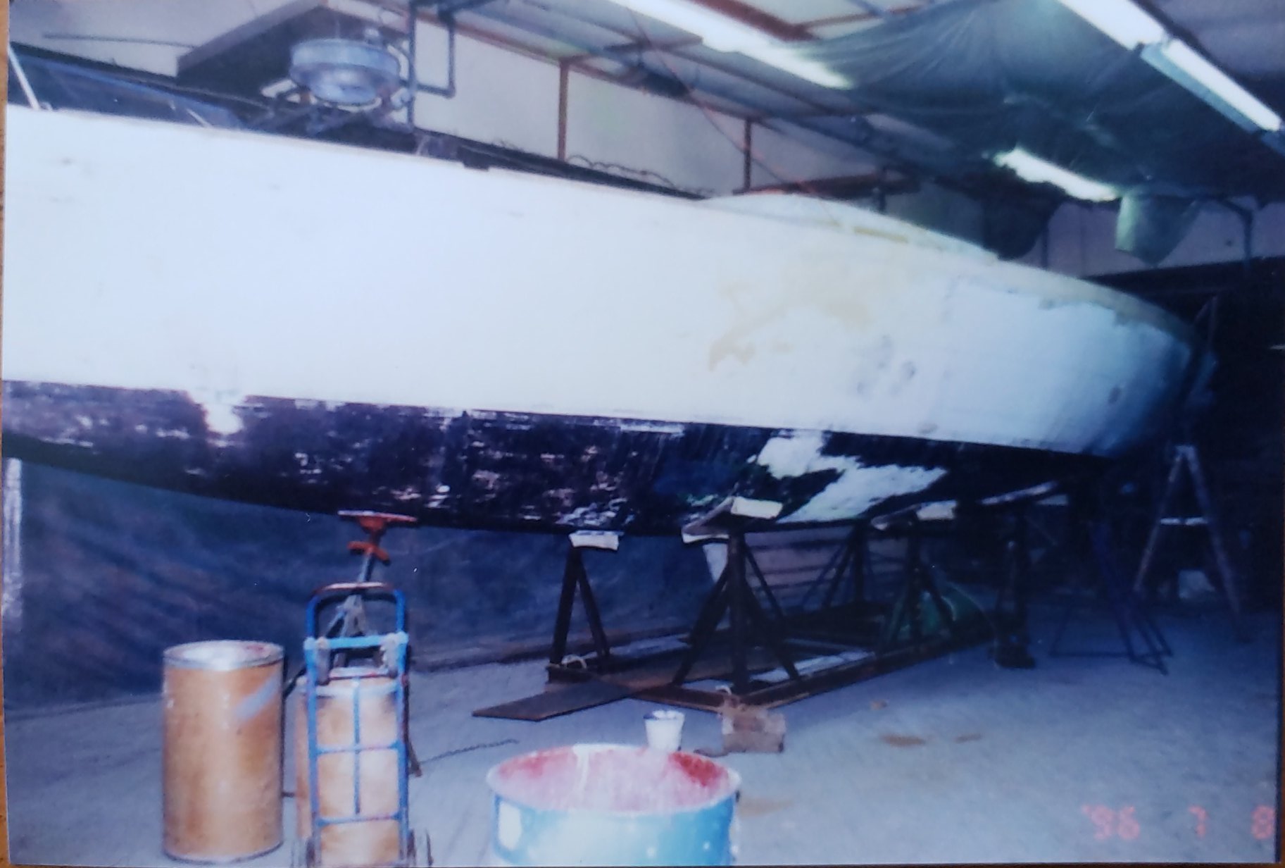 Mr Jumpa in Bob Kellogg's workshop, Falmouth Maine, July 1996
