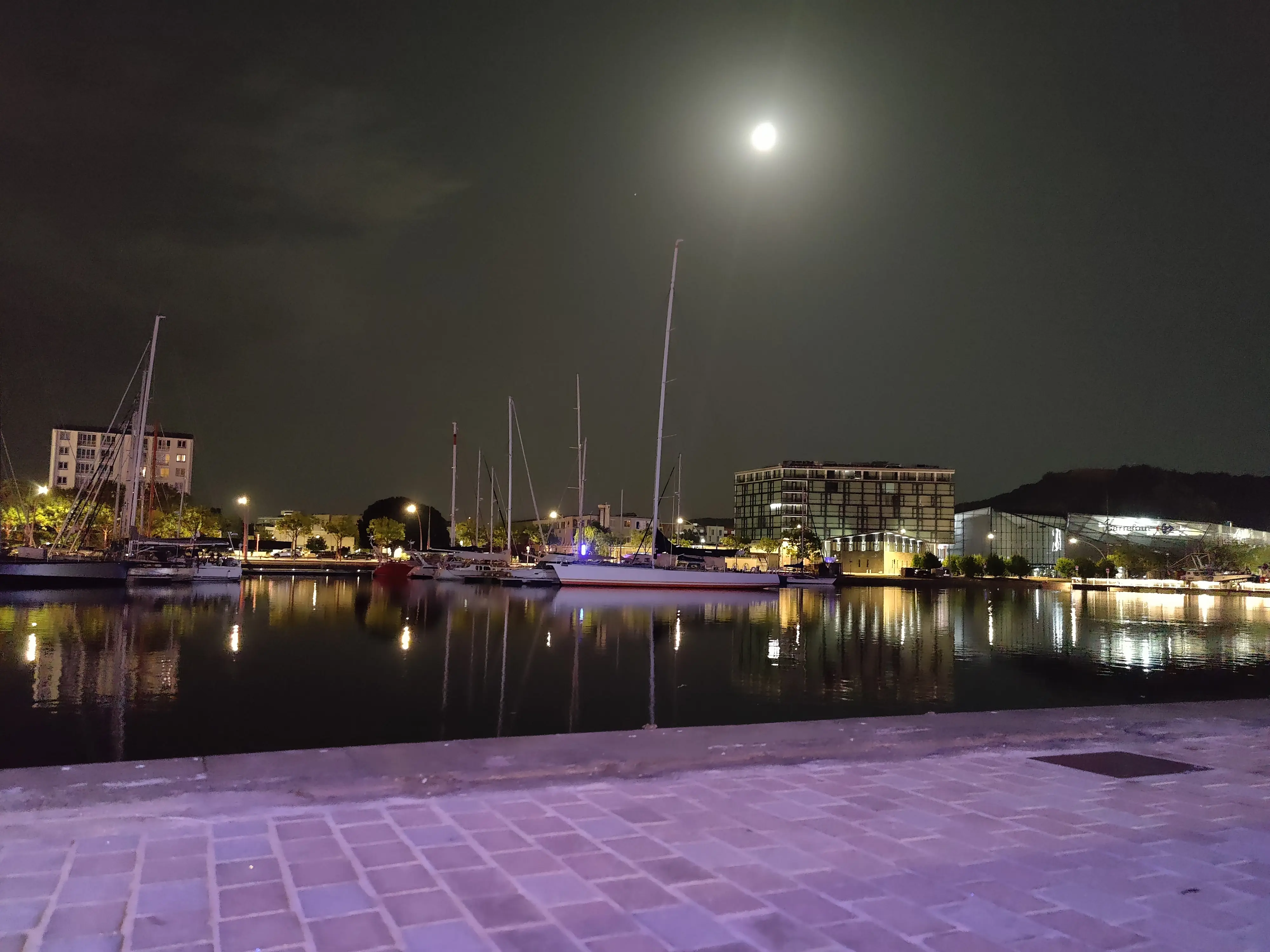 Cherbourg harbour at night
