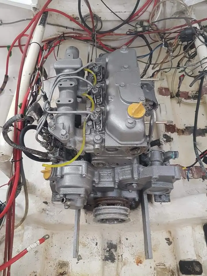 Engine bay surfaces cleaned, degreased, and prepared for new coatings